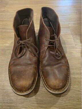 Clarks Bushacre 2 Beeswax Brown Leather Chukka Desert Boots Men's 10.5 M 15522